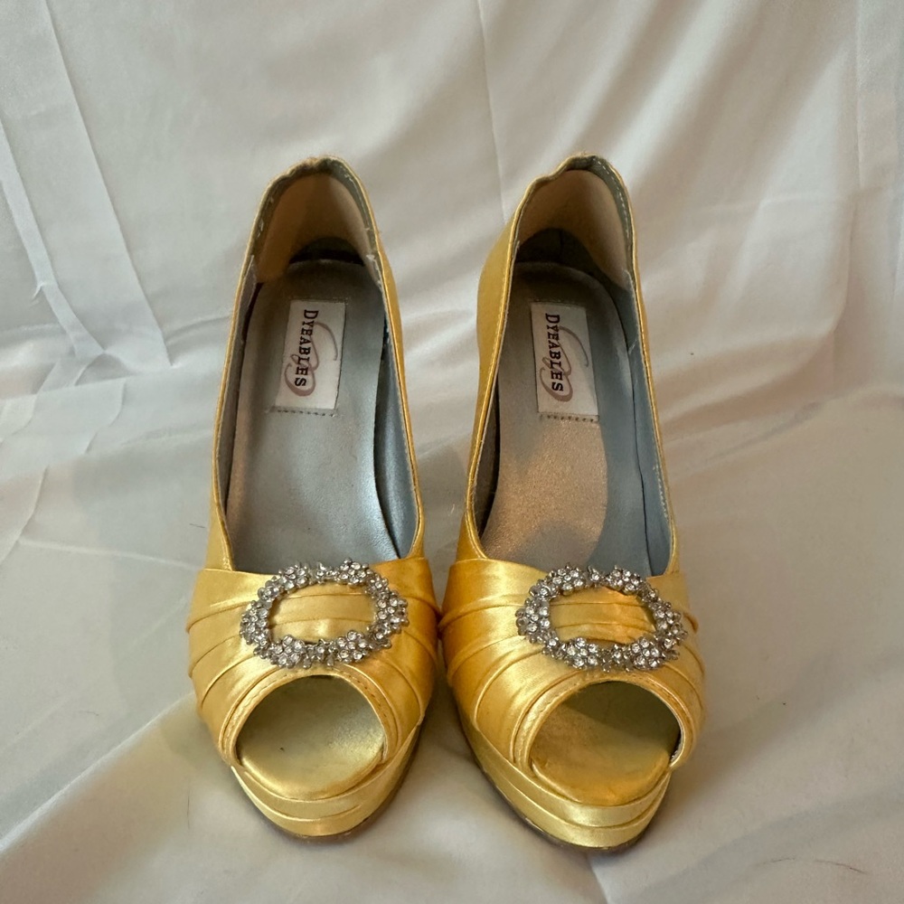 Yellow Peep-Toe Heels